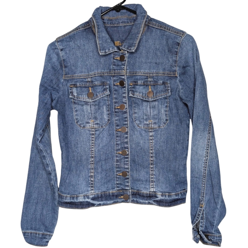 Kut from the Kloth Denim Blue Button Down Long Sleeve Jean Jacket Size Small